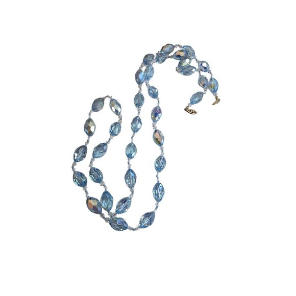 Antique Amazing AB Coated Highly Faceted Hand Knotted Crystal Necklace (A1314) - Picture 1 of 4